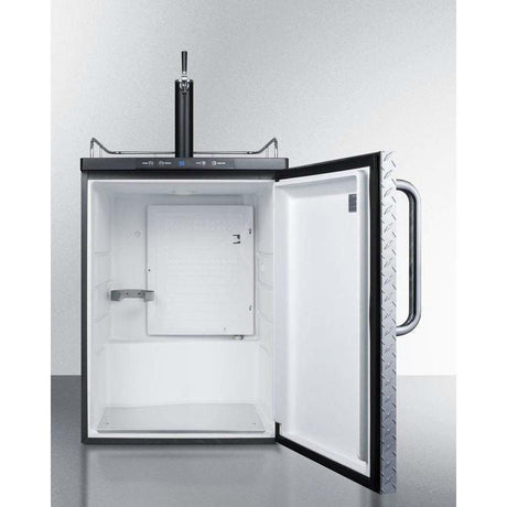 Summit 24" Built-In Single Tap Automatic Defrost Diamond Plate Kegerator SBC635MBIDPL Kegerators SBC635MBIDPL Wine Coolers Empire