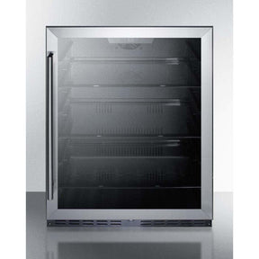 Summit 24" Built-In Undercounter ADA Compliant Black Cabinet/Glass Door All-Fridge AL57G Beverage Centers AL57G Wine Coolers Empire