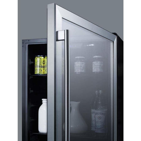 Summit 24" Built-In Undercounter ADA Compliant Black Cabinet/Glass Door All-Fridge AL57G Beverage Centers AL57G Wine Coolers Empire