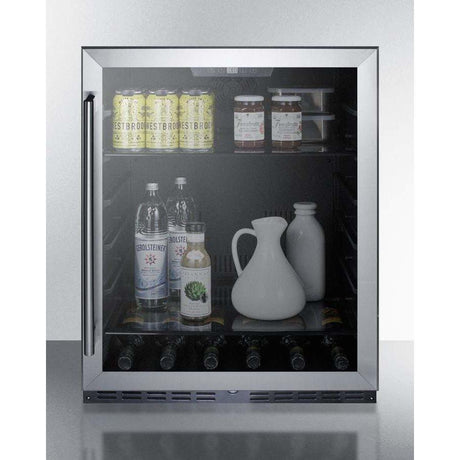 Summit 24" Built-In Undercounter ADA Compliant Black Cabinet/Glass Door All-Fridge AL57G Beverage Centers AL57G Wine Coolers Empire