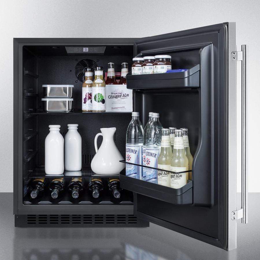 Summit 24" Built-In Undercounter ADA Compliant Black Cabinet/Stainless Steel Door All-Fridge AL54 Refrigerators AL54 Wine Coolers Empire