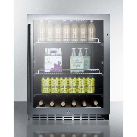 Summit 24" Built-In Undercounter- Black Cabinet with Stainless Steel Door Beverage Fridge SCR2466 Beverage Centers Wine Coolers Empire