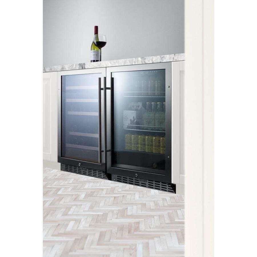 Summit 24" Built-In Undercounter- Black Cabinet with Stainless Steel Door Beverage Fridge SCR2466 Beverage Centers Wine Coolers Empire