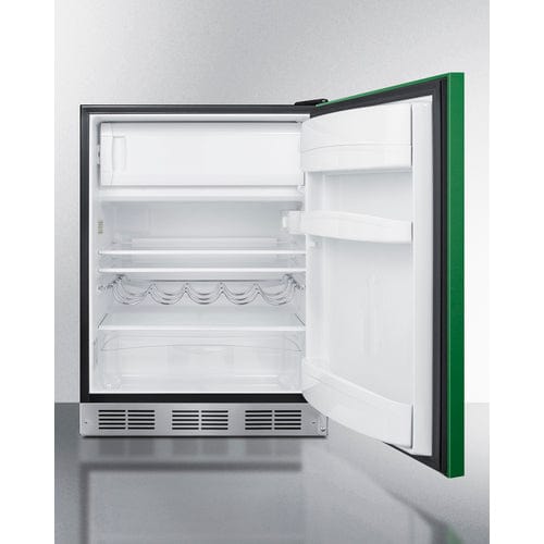 Summit 24" Green Door Black Cabinet Refrigerator Freezer BRF631BKG Wine Coolers Empire
