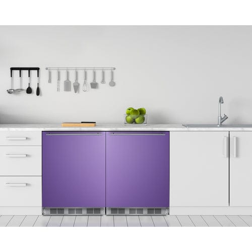 Summit 24" Purple Door Black Cabinet Refrigerator Freezer BRF631BKP Wine Coolers Empire