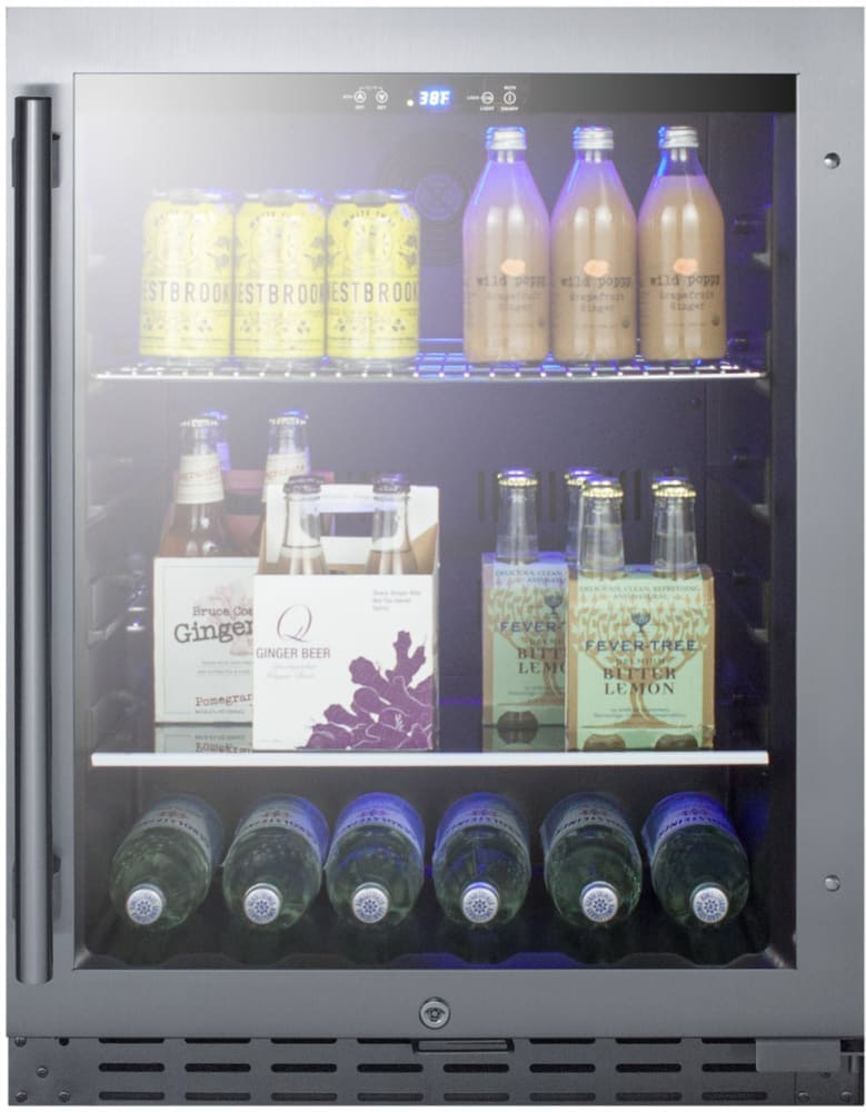 Summit 24" Wide Built-In Beverage Fridge ALBV2466CSS Beverage Centers ALBV2466CSS Wine Coolers Empire