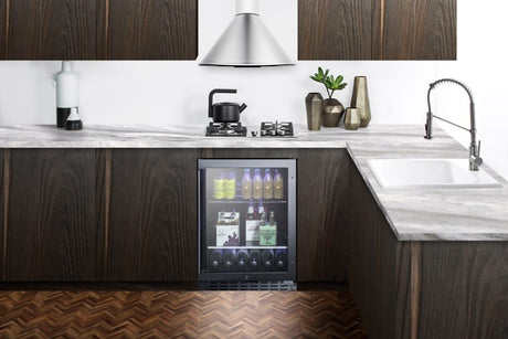 Summit 24" Wide Built-In Beverage Fridge ALBV2466CSS Beverage Centers ALBV2466CSS Wine Coolers Empire