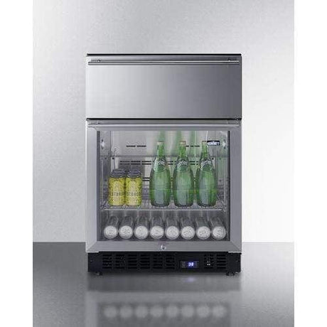 Summit 24" Wide Built-In Commercial Beverage Refrigerator With Top Drawer SCR615TD Beverage Centers SCR615TD Wine Coolers Empire