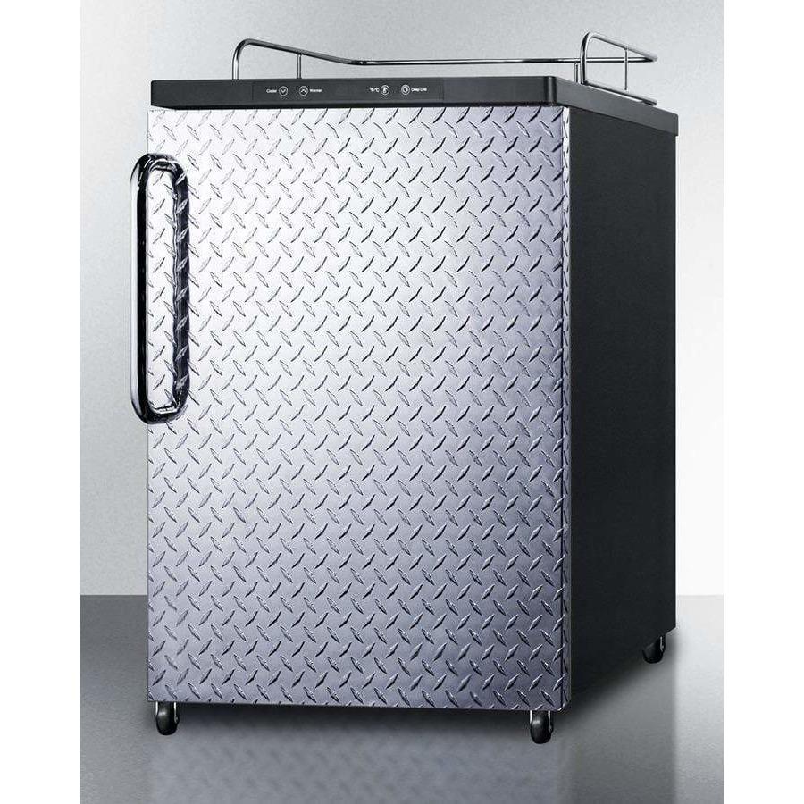 Summit 24" Wide Diamond Plate Kegerator SBC635MNKDPL Kegerators SBC635MNKDPL Wine Coolers Empire