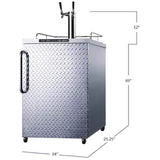 Summit 24" Wide Dual Tap Diamond Plate Door Outdoor Kegerator SBC635MOSDPLTWIN Kegerators SBC635MOSDPLTWIN Wine Coolers Empire