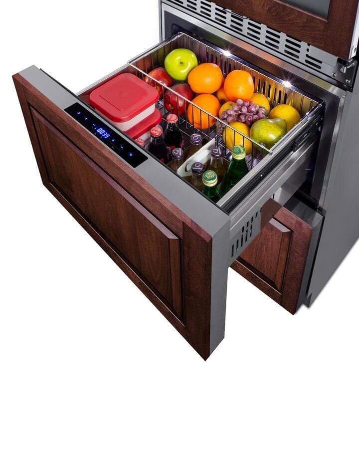 Summit 24" Wide Dual Zone Wine Cellar and 2-Drawer Refrigerator Freezer (Panels not Included)   SWCDRF24PNR Wine Coolers SWCDRF24PNR Wine Coolers Empire