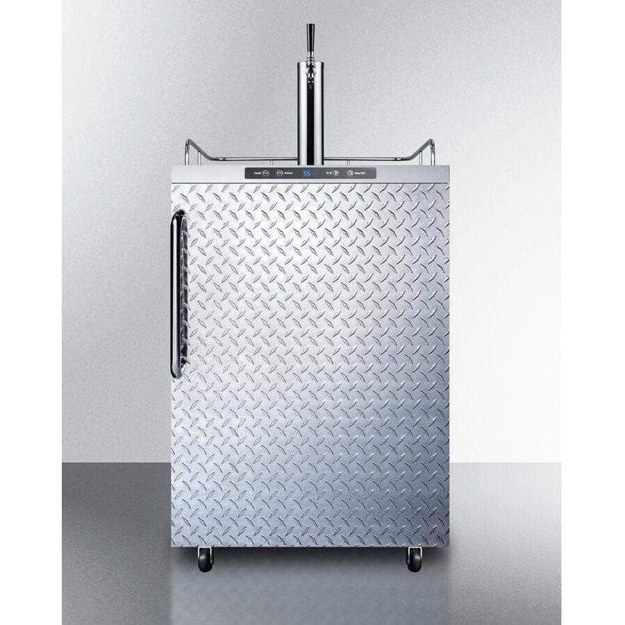 Summit 24" Wide Single Tap Diamond Plated Outdoor Kegerator SBC635MOSDPL Kegerators SBC635MOSDPL Wine Coolers Empire