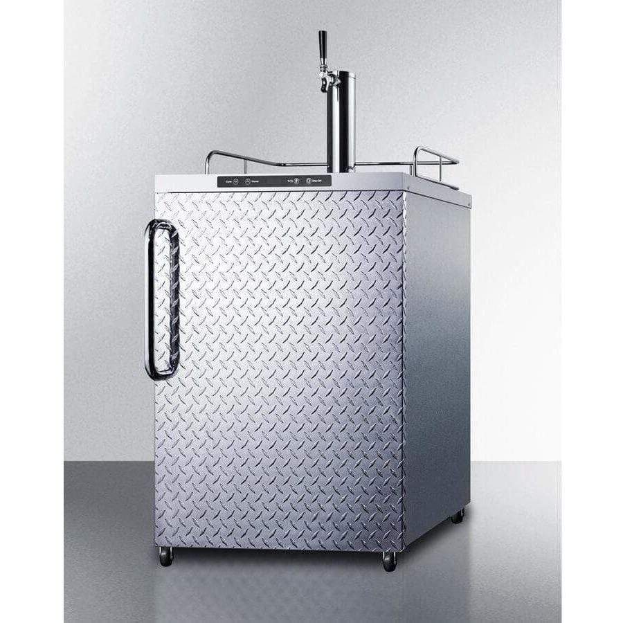 Summit 24" Wide Single Tap Diamond Plated Outdoor Kegerator SBC635MOSDPL Kegerators SBC635MOSDPL Wine Coolers Empire