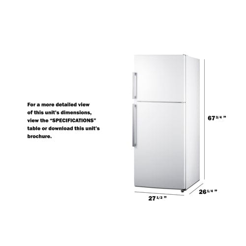 Summit 28" Right Hinge White Top Mount Refrigerator-Freezer FF1515W Refrigerators FF1515W Wine Coolers Empire