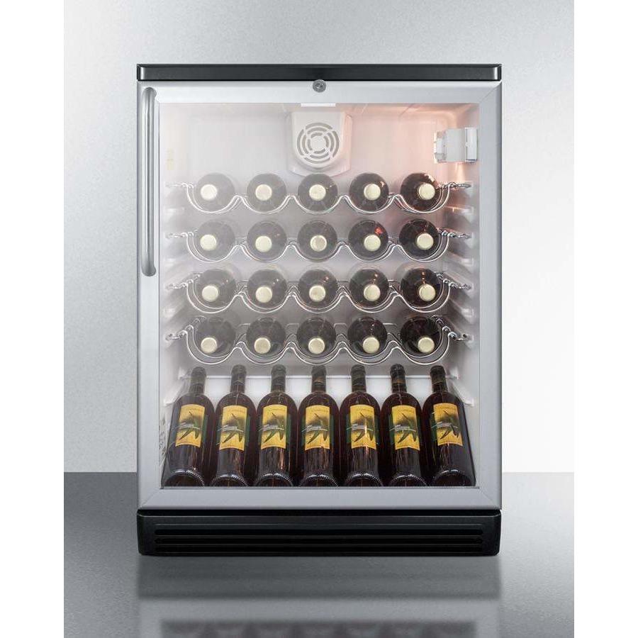 Summit 30 Bottle 24" Single Zone Stainless Steel Wine Fridge SWC6GBLTB Wine Coolers SWC6GBLTB Wine Coolers Empire