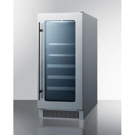 Summit 34 Bottle Built-In 15" Stainless Steel Cabinet Wine Fridge CL151WBVCSS Wine Coolers CL151WBVCSS Wine Coolers Empire