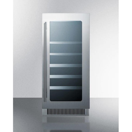 Summit 34 Bottle Built-In 15" Stainless Steel Cabinet Wine Fridge CL151WBVCSS Wine Coolers CL151WBVCSS Wine Coolers Empire