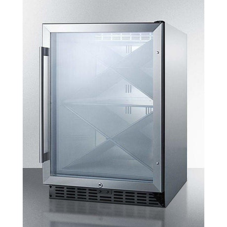 Summit 40-Bottle Commercial 24" 5.0 CU.FT.  Stainless Steel Outdoor Undercounter Wine Fridge SCR611GLOSX Wine Coolers SCR611GLOSX Wine Coolers Empire