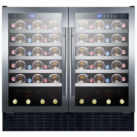 Summit 68 Bottle 36" Wide Dual Zone Stainless Steel Built-In ADA Wine Fridge SWC3668ADA Wine Coolers SWC3668ADA Wine Coolers Empire