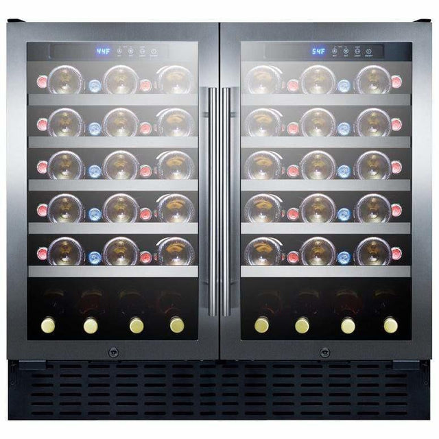 Summit 68 Bottle 36" Wide Dual Zone Stainless Steel Built-In ADA Wine Fridge SWC3668ADA Wine Coolers SWC3668ADA Wine Coolers Empire