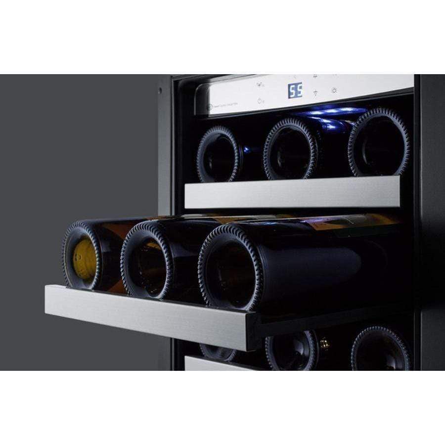 Summit Classic 15" 34 Bottle Stainless Steel Frame Glass Door Built-In Undercounter Wine Fridge CL15WCCSS Wine Coolers CL15WCCSS Wine Coolers Empire