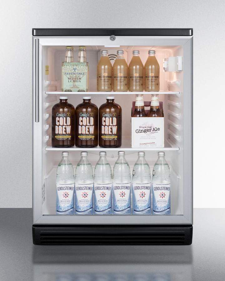 Summit Commercial 24" Built-In Automatic Defrost Beverage Fridge SCR600BGLBIHV Beverage Centers SCR600BGLBIHV Wine Coolers Empire