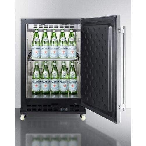 Summit Wide Built-In Mini Reach-In Beverage Center with Dolly SCR610BLSDRI Beverage Centers SCR610BLSDRI Wine Coolers Empire