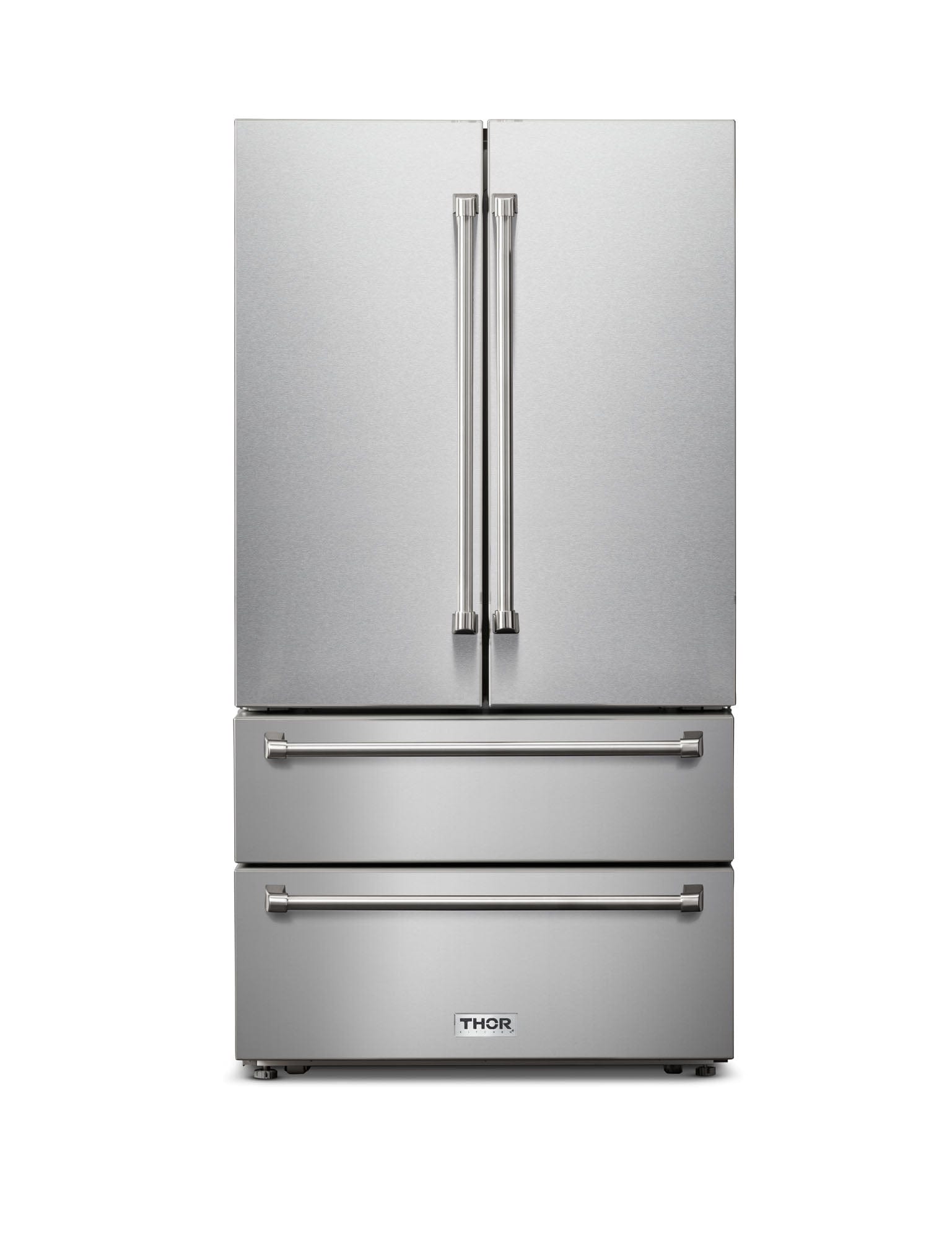 Thor Kitchen 36-Inch 22.5 cu. ft Freestanding French Door Refrigerator with Ice Maker in Stainless Steel (TRF3602) Wine Coolers Empire