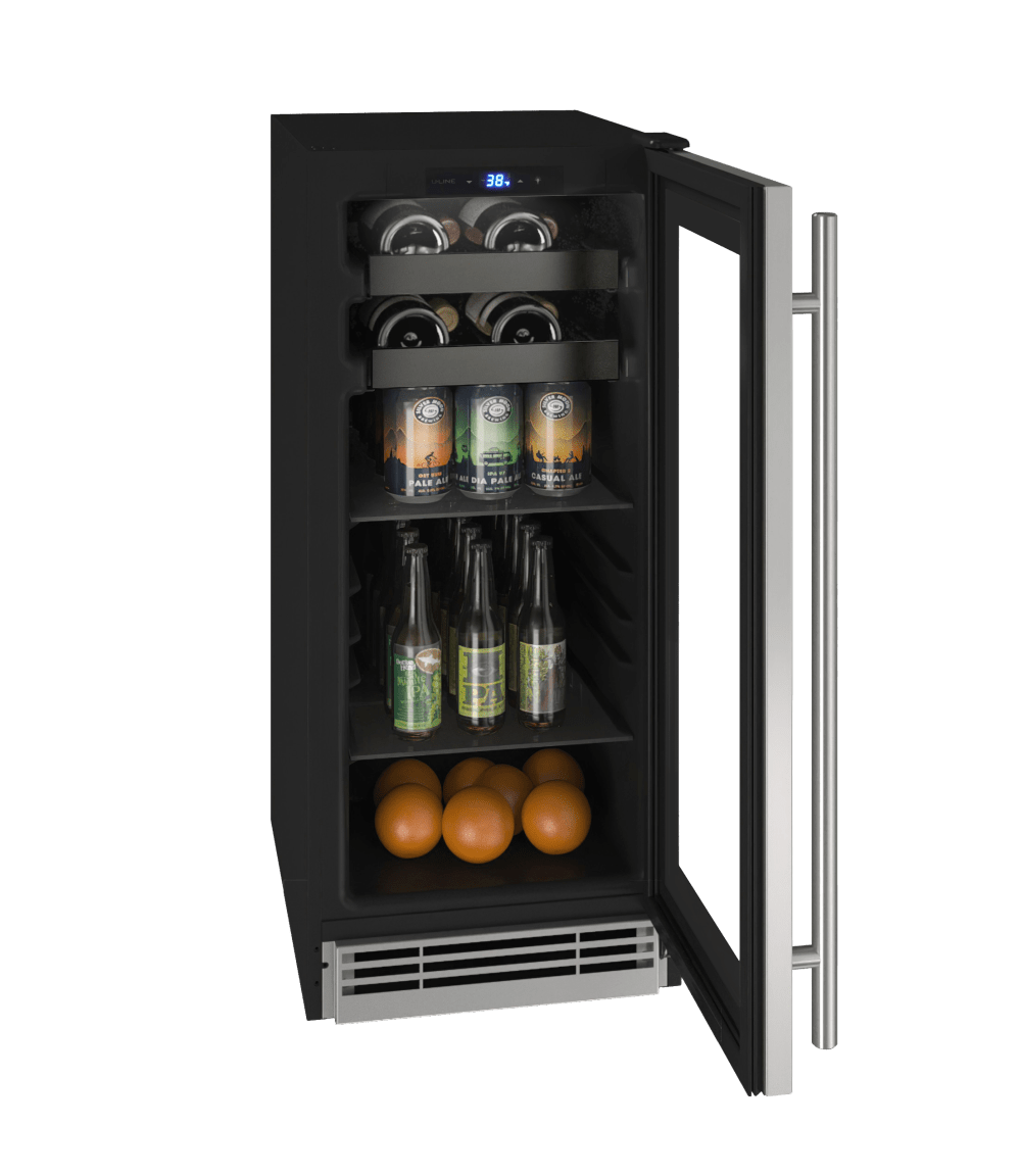 U-Line 15" Built-In Stainless Steel Beverage Fridge UHBV115-SG01A Beverage Centers UHBV115-SG01A Wine Coolers Empire