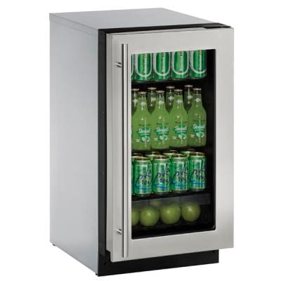 U-Line 2218RGL 18" Glass Refrigerator Reversible Hinge Refrigerators U-2218RGLS-00B Wine Coolers Empire