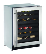 U-Line 2224ZWC 24" Dual-Zone Wine Refrigerator Reversible Hinge Wine Coolers U-2224ZWCINT-60B Wine Coolers Empire