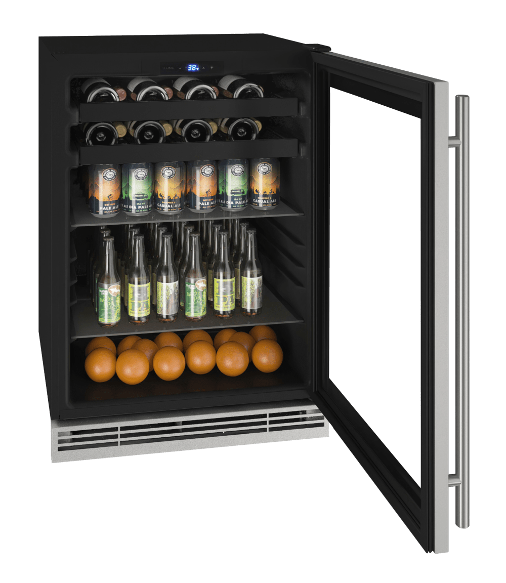 U-Line 24" Stainless Frame Beverage Center UHBV124-SG01A Beverage Centers UHBV124-SG01A Wine Coolers Empire