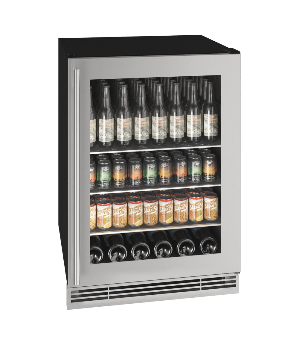 U-Line 24" Stainless Glass Door Beverage Center UHBV024-SG01A Beverage Centers UHBV024-SG01A Wine Coolers Empire