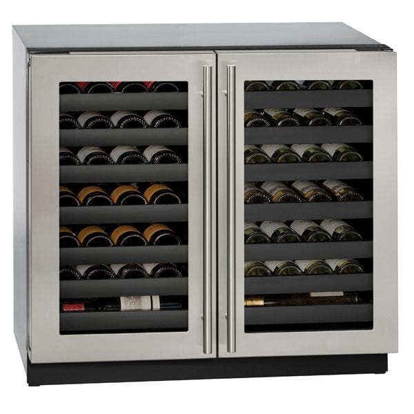 U-Line 3036WCWC 36" Dual-Zone Wine Refrigerator Center Hinge Wine Coolers U-3036WCWCS-00B Wine Coolers Empire