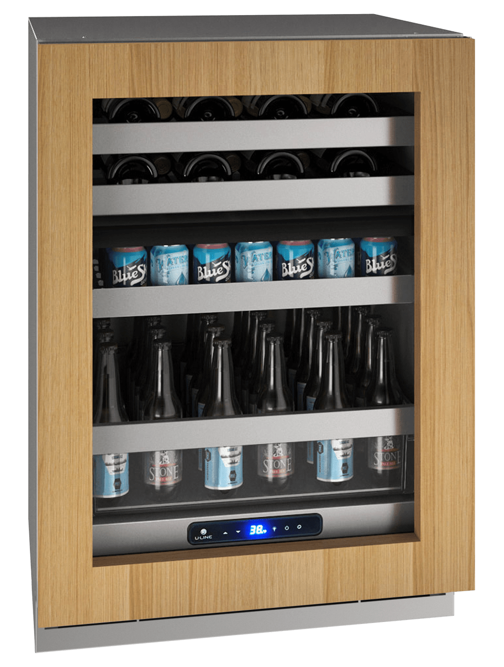 U-Line HBD524 24" Dual-Zone Beverage Center Reversible Hinge Integrated Frame Beverage Centers UHBD524-IG01A Wine Coolers Empire