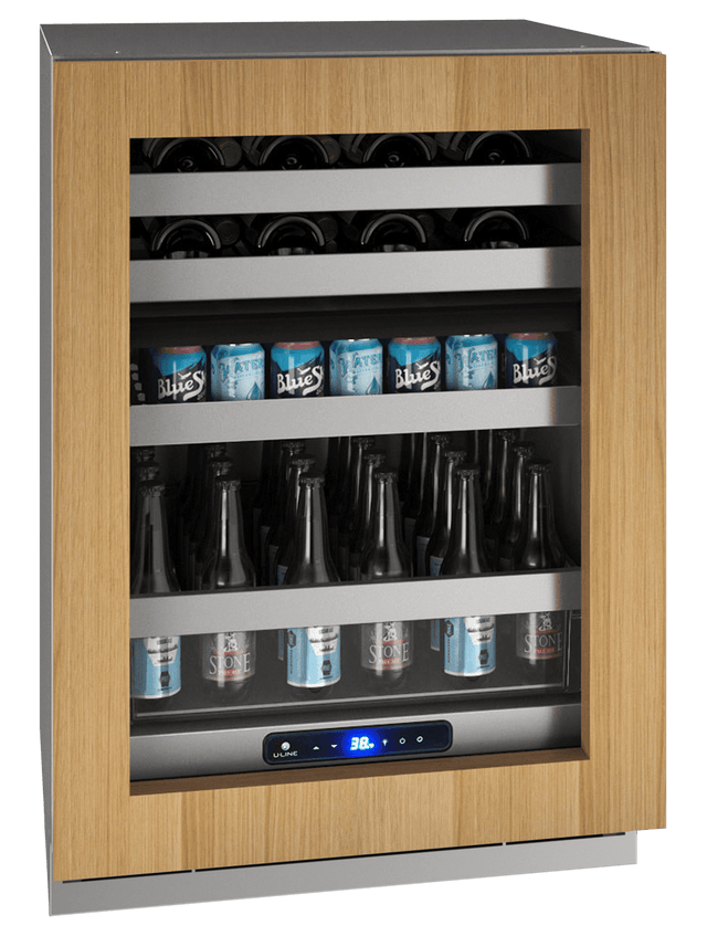 U-Line HBD524 24" Dual-Zone Beverage Center Reversible Hinge Integrated Frame Beverage Centers UHBD524-IG01A Wine Coolers Empire