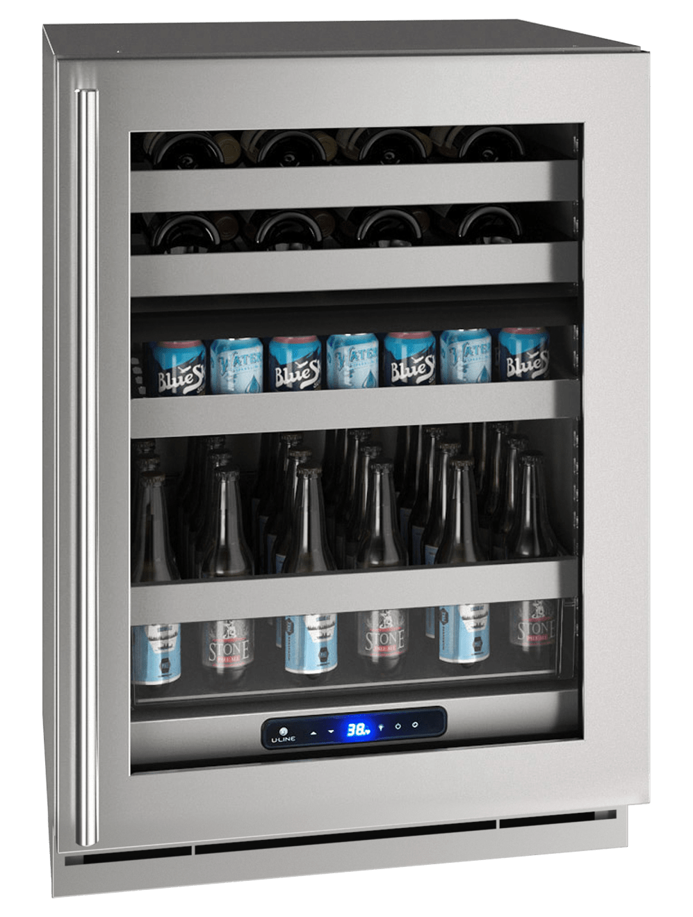 U-Line HBD524 24" Dual-Zone Beverage Center Reversible Hinge Integrated Frame Beverage Centers UHBD524-SG41A Wine Coolers Empire