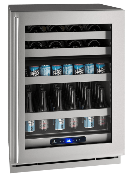 U-Line HBD524 24" Dual-Zone Beverage Center Reversible Hinge Integrated Frame Beverage Centers UHBD524-SG41A Wine Coolers Empire