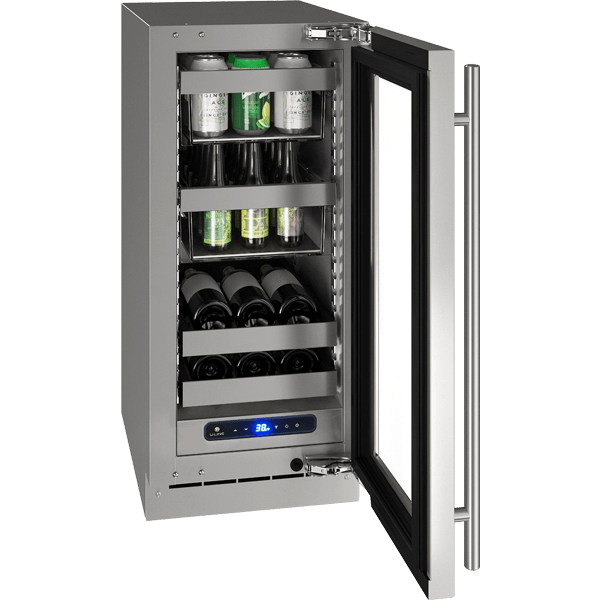 U-Line HBV515 15" Beverage Center Reversible Hinge Integrated Frame Beverage Centers UHBV515-SG01A Wine Coolers Empire