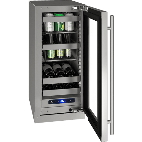 U-Line HBV515 15" Beverage Center Reversible Hinge Integrated Frame Beverage Centers UHBV515-SG01A Wine Coolers Empire