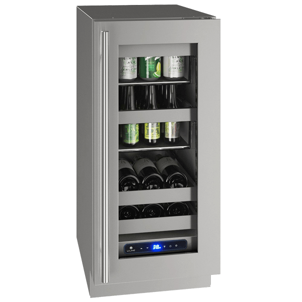 U-Line HBV515 15" Beverage Center Reversible Hinge Integrated Frame Beverage Centers UHBV515-SG41A Wine Coolers Empire