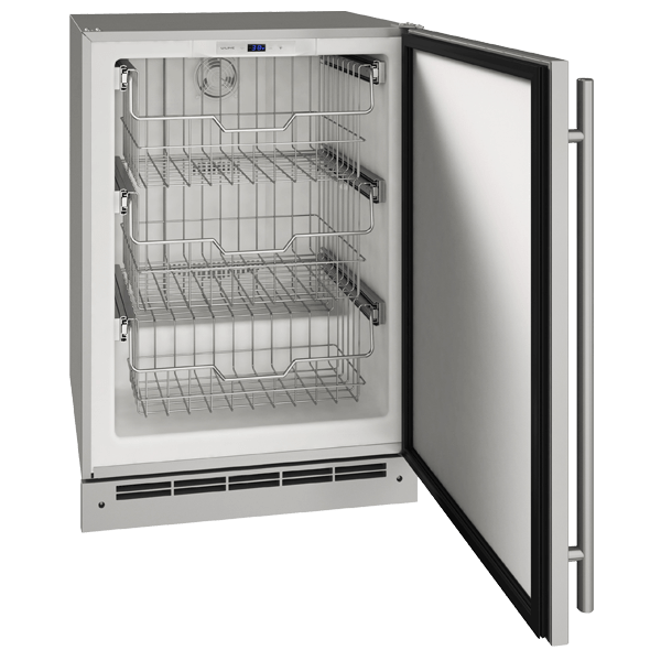 U-Line OFZ124 24" Outdoor Convertible Freezer Reversible Hinge Stainless Solid Refrigerators UOFZ124-SS01B Wine Coolers Empire