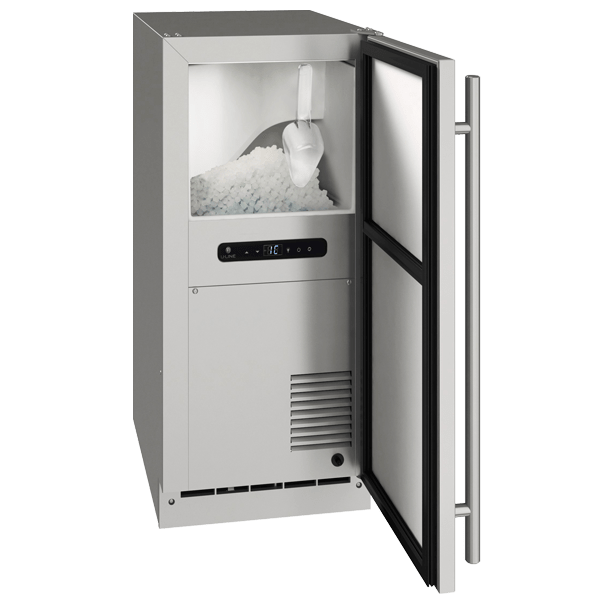 U-Line ONB115 / ONP115 15" Outdoor Nugget Ice Machine Reversible Hinge Stainless Solid Ice Makers UONP115-SS01B Wine Coolers Empire