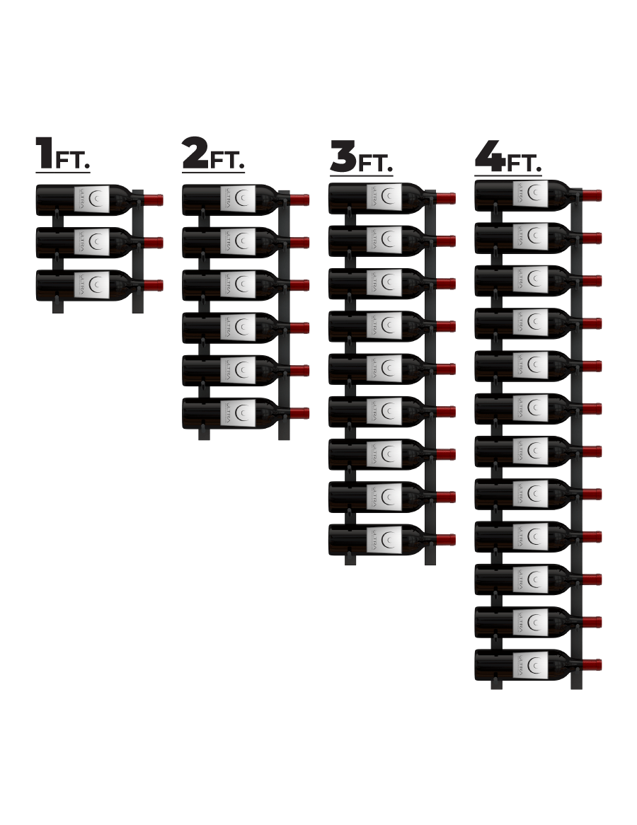 Ultra Wine Racks E-Series 1-4Ft Wall Rails Metal Wine Rack Wall Rails Wine Coolers Empire