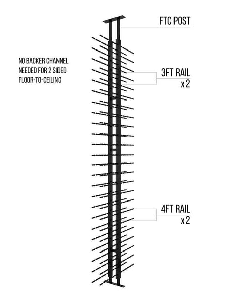 Ultra Wine Racks Floor-To-Ceiling Mounted Display - 2 Sided (126 Bottles) Floor-to-Ceiling FTC-BLK-2SD-TD Wine Coolers Empire