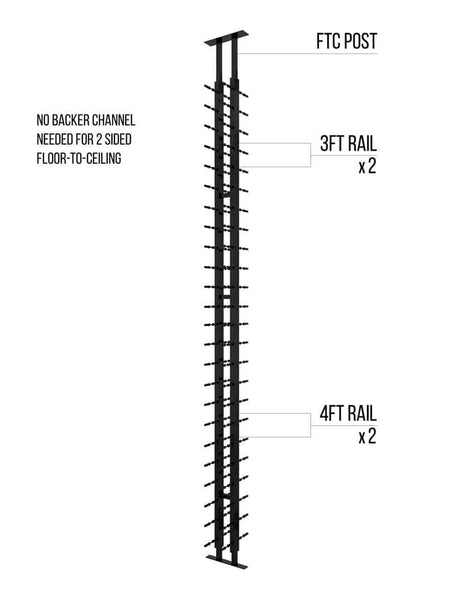 Ultra Wine Racks Floor-To-Ceiling Mounted Display - 2 Sided (42 Bottles) Floor-to-Ceiling FTC-BLK-2SD-SD Wine Coolers Empire