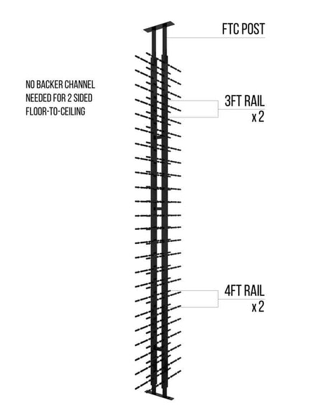 Ultra Wine Racks Floor-To-Ceiling Mounted Display - 2 Sided (84 Bottles) Floor-to-Ceiling FTC-BLK-2SD-DD Wine Coolers Empire