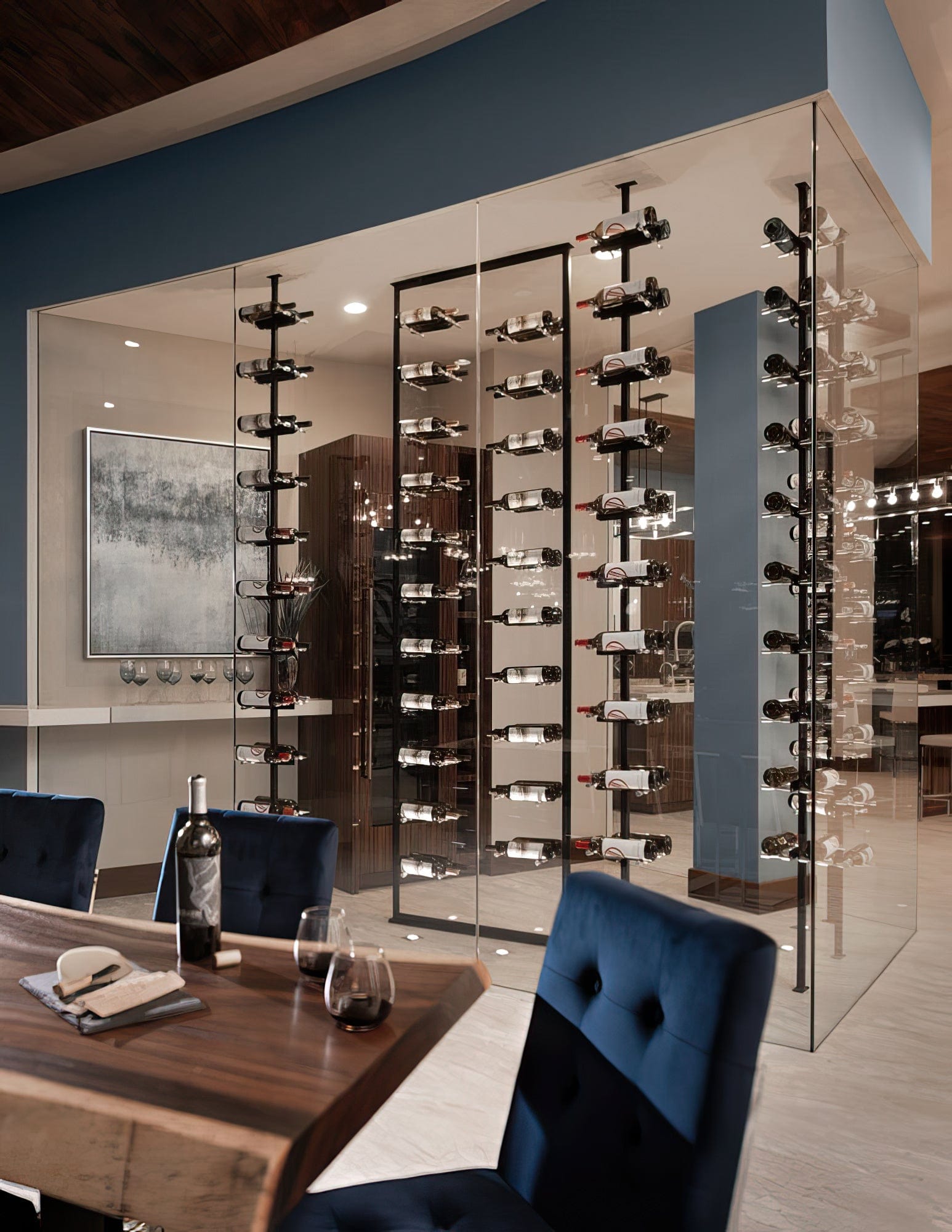 Vino Series Pins Floating Wine Rack Frame Kit, Double Sided Floor-to-Ceiling (80 bottles - Double Depth) Wine Racks Wine Coolers Empire