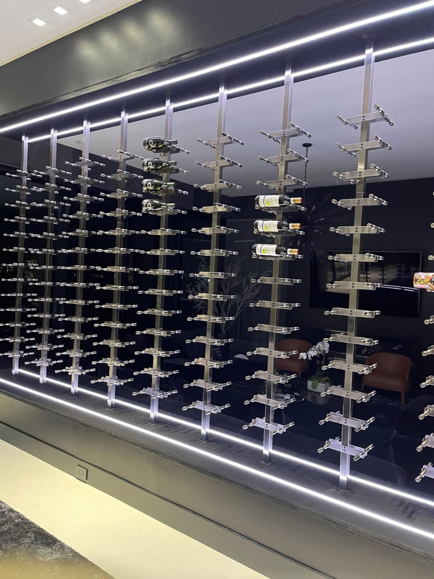 Vino Series Pins Floating Wine Rack Frame Kit, Double Sided Floor-to-Ceiling (80 bottles - Double Depth) Wine Racks Wine Coolers Empire