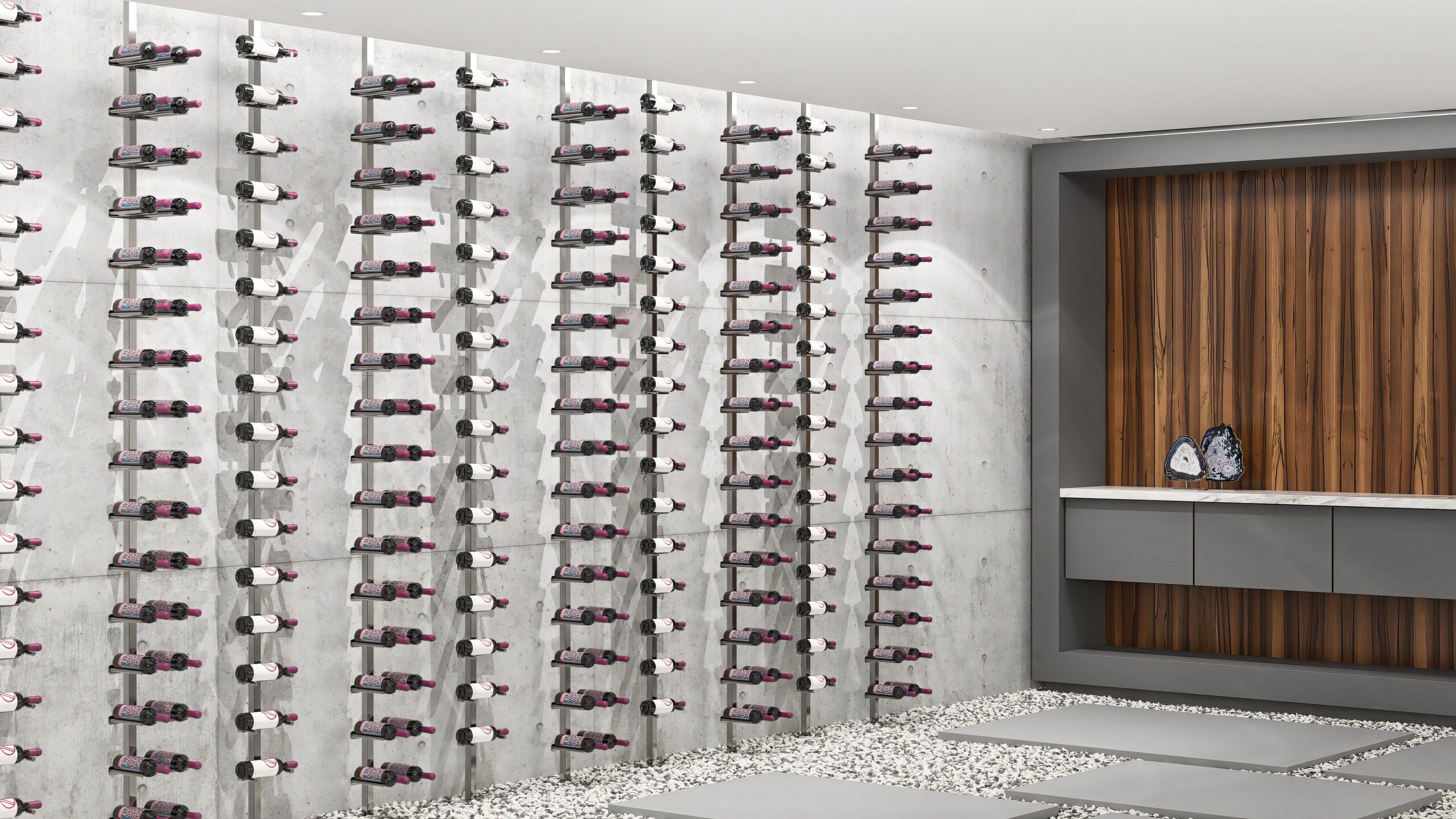 Vino Series Pins Floating Wine Rack Frame Kit, Single Sided Floor-to-Ceiling (40 bottles - Double Depth) Wine Racks Wine Coolers Empire